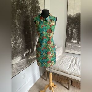 🌸 Vintage Copcapy Floral Brocade Jewel Collar Mini Dress – Size EUR 38 🌸